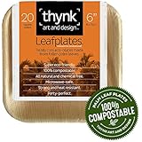 Leafplates - Palm Leaf Plates - 6 Inch Square - All Natural 100% Compostable - Perfect Disposable Party Plates - 20 Count