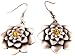 Lotus Flower Pewter Dangle Earrings Orange Stones