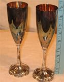 Set of 2 Reed & Barton Silverplate Champagne Flutes, Very Old