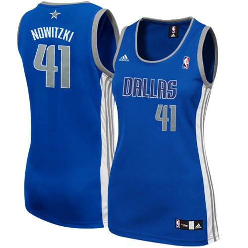 adidas Dirk Nowitzki Dallas Mavericks Women's Fashion Jersey-Royal Blue (X-Large)