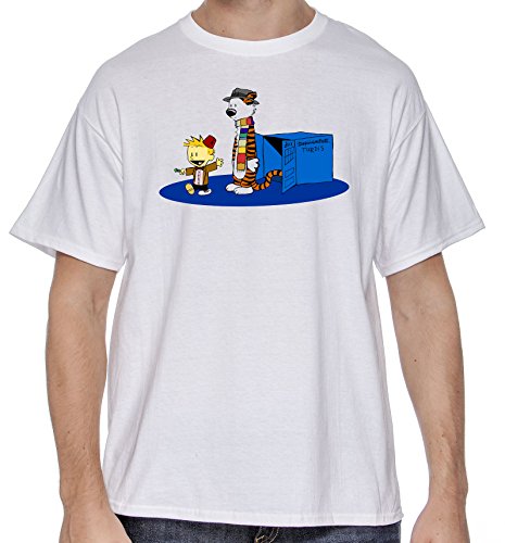 Bittle Tree Men's 100% Cotton Calvin and Hobbes Play Doctor Who Medium White