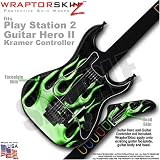 PS2 Guitar Hero II ( 2 ) Kramer Skin Metal Flames Green by WraptorSkinz TM (GUITAR NOT INCLUDED)