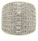 GOLD CZ RING - 14K Gold Plated Art Deco CZ Cocktail Ring Size 10