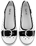 Dark Ali Women's White Polka Dots Buckle Ballet Flat Shoes