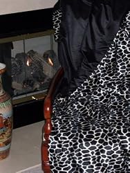 Giraffe with Black Satin | Faux Fur Throw | 60 Inches by 70 Inches