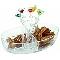 Jd Diffusion - P9552 - Set Ap�ritif Ovale 3 compartiments + 6 pics cocktail Acrylique