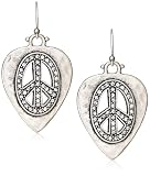 Lucky Brand Guitar Peace Pick Silver-Tone Earrings