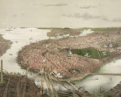 Boston - Aerial View from the North, ca. 1877 by John Bachmann - Panoramic Photographic Print from the Library of Congress Collection