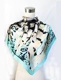 Satin Gray/Black/Light Blue Animal Print - Silk Square Scarf 35 x 35