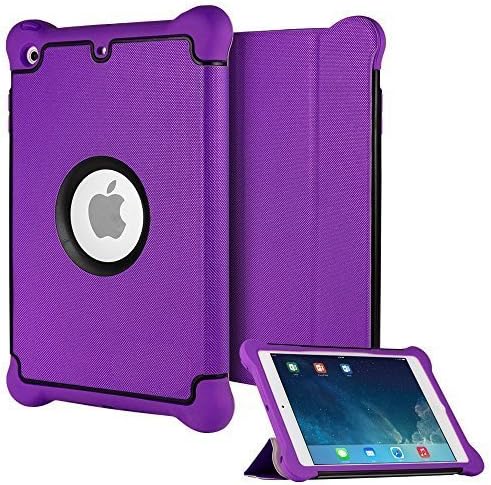 Ipad Mini Cover, Kimston Ipad Mini 3 2 1 Case [Prime Series] Armored Shield Light Leather Flip Cover Stand Silicon **New** [Double Shock Protection] Magnetic Smart Cover Shell Supports Sleep and Wake Feature for Ipad Mini (Purple)