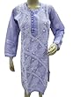 Purple White Tunic Dress Cotton Kurta Floral Chikan Embroidered Kurti S