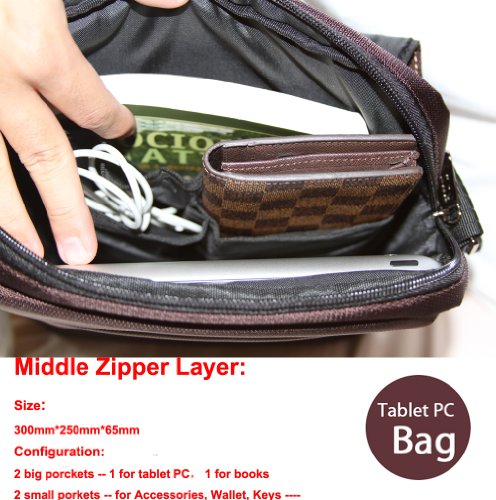 Rock Multi Function Shoulder Bag for Tablet Pc or Laptop Under 11 Inch - Extremely Light with 3 Layers and 9 Porkets for Tablet, Wallet, Cellphone, Keys, Books,------ Purple, Chocolate Brown Rock Multi Function Shoulder Bag for Tablet Pc or Laptop Under 11 Inch - Extremely Light with 3 Layers and 9 Porkets for Tablet, Wallet, Cellphone, Keys, Books,------ Purple, Chocolate Brown