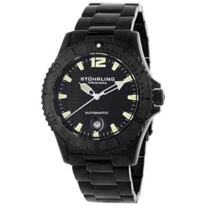 Stuhrling Original Men's Water Sports 'Regatta' Automatic Black Ion-Plated Dive Watch #161.33511