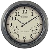 LA CROSSE TECHNOLOGY WT-3181P INDOOR/OUTDOOR 18" ATOMIC WALL CLOCK WITH THERMOMETER AYGROMETER