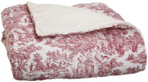 Victoria Park Toile Bed Comforter Queen Size, Red