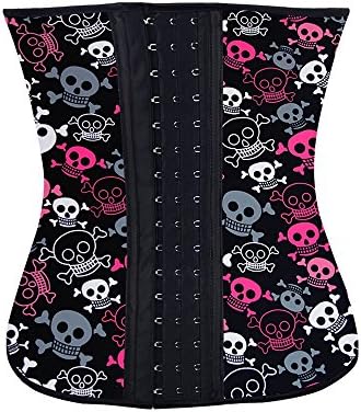 Unicoset Latex Waist Trainer Corset Shapewear Waist Cincher Belt Body Shaper Medium Skull