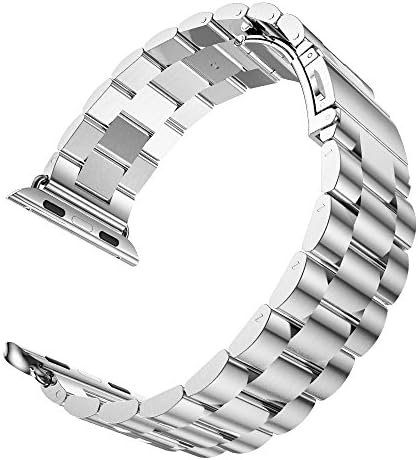 Apple Watch Strap, Timpo Stainless Steel Metal Replacement Strap Wrist Band Classic Polishing Iwatch Strap with Double Button Insurance Folding Clasp for Aplle Watch (42mm)