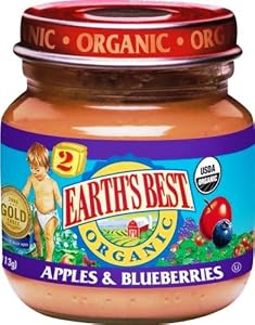 Earth's Best Organic 2nd Apple & Blueberry, 4-Ounce Jars (Pack of 12)