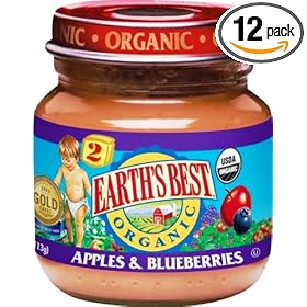 Earth's Best  Organic Apple & Blueberry (6 Months & Up) Baby Food, 4-Ounce Jars (Pack of 12)