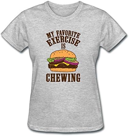 Customizable Gray Women Chic X-small Lightweight My Favorite Exercise Is Chewing Cotton Shirts