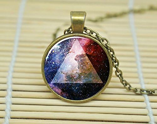 Galaxy Triangle Necklace Hipster Nebula Jewelry Universe Pendant Glass Dome Cabochon Necklace A0313