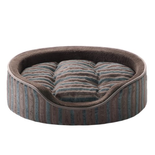 JLA Pets Barone Jacquard Oval Cuddler 27 by 21-Inch Dog Bed, Mink