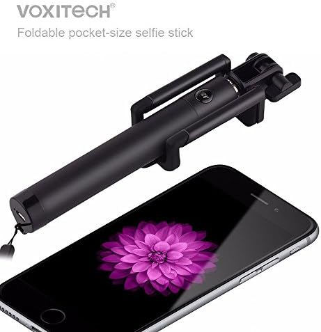 Foldable Pocket-size Selfie Stick, VOXITECH® Compact Series Foldable Portable [Pocket Size] Self-portrait Monopod Extendable Selfie Stick with Built-in Bluetooth Remote Shutter for Apple Iphone and Android Smartphone - Black