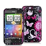Pink Butterfly Flower Design Crystal Hard Skin Case Cover for HTC Droid Inc ....