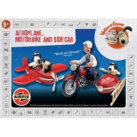 Airfix AN1100 1:12 Scale Wallace & Gromit Aeroplane, Motor Bike and Side Car - A Close Shave Film & TV Character Gift Set inc Paints Glue and Brushes