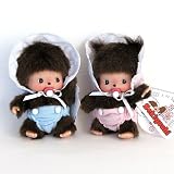 Bebichhichi: A Pair of Sekiguchi 5" Baby Monchhichi Boy & Girl Doll Set