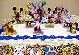 Adorable 15 Piece Mickey Mouse Clubhouse Cake Topper Set Featuring Mickey Mouse, Minnie Mouse, Pluto, Clarabelle Cow, Daisy Duck, Fifi, 3 Decorative Mickey Mouse Cake Pieces, And 6 Mickey Mouse Buttons