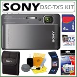 Sony Cyber-shot® DSC-TX5 10.2MP CMOS Digital Camera with 4x Zoom with Optical Steady Shot Image Stabilization and 3.5 inch Touch Screen LCD in Black + 4GB Accessory Kit