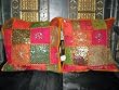2Pc Pink Orange Sequin Embroidered Patchwork Cushion Cover Throw 16"