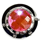 Light Pink Crystal Surrounded By Diamonds Foldup Hand Bag Purse Hook Hanger