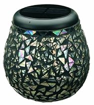 Smart Solar/Smart Solar 3770WRM1 Glass Mosaic Solar T-Light. Obsidian Black Mirror