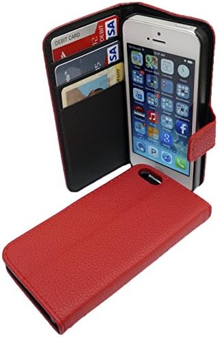 iPhone 5/5S Mergenewtech Premium PU Leather Wallet case Design Iphone5 total protection (Red)
