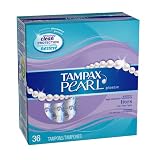 Tampax Pearl Plastic, Lites / Light Absorbency, Unscented Tampons, 36 Count (Pack of 2)