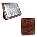 Portfolio Leather Case for iPad 2 2nd Generation Animal Series - [BROWN CROCODILE Print] with Built-in Stand + Screen Protector