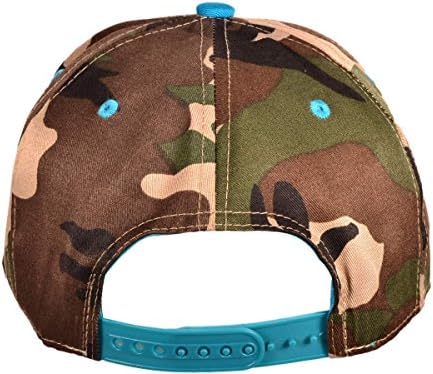 Wholesale Cotton Flat Bill Blank/Plain Snapback Hats w/ Green Underbill (Woodland Camo/Turquoise) - 20529