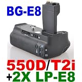 Battery Grip BG-E8 for Canon EOS 550D / Rebel T2i SLR Digital Camera + 2x LP-E8 Lithium Ion Rechargeable Batteries