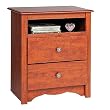 Monterey 2 Drawer Tall Night Table with Open Shelf - Cherry