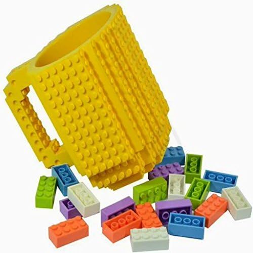 Firely Build-On Brick creative Mug Lego Type Coffee Cup Creative Building Blocks Plastic Coffee Tea Beverage Mug Cup Creative Funny Tea Cup Yellow