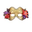 Venetian Half Mask with Flowers - Gold