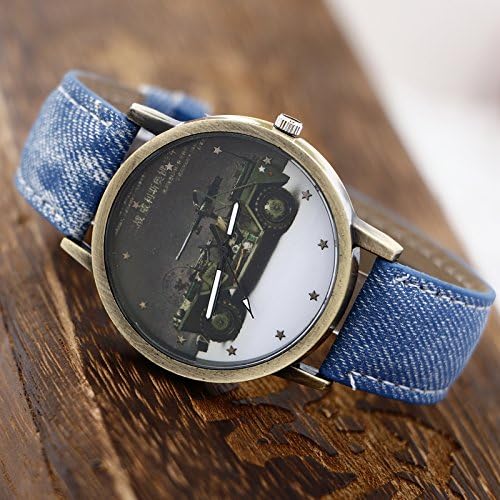Nollimet Vintage Tank Quartz Jean Metal Round Classic Dial Fashion Wrist Watch Blue
