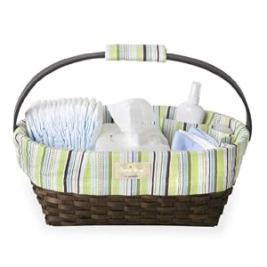 Munchkin Sarabear Portable Diaper Caddy, Green Stripes