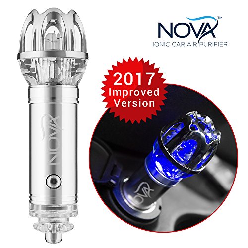 Car Air Purifier and Ionizer by Nova - Best Auto Freshener - Negative Ion & Ozone Generator - Removes Dust, Pollen, Cigarette Smoke and Bad Odors - Perfect for RVs, Campers, SUVs, and Trucks