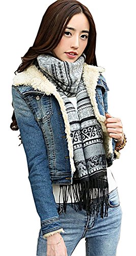 ジャケット Gジャン ジャンバー デニム ウール もこもこ ボア ムートン 厚手 カジュアル キュート エレガンス レディース 冬物 春物 可愛いスカーフ付き R691