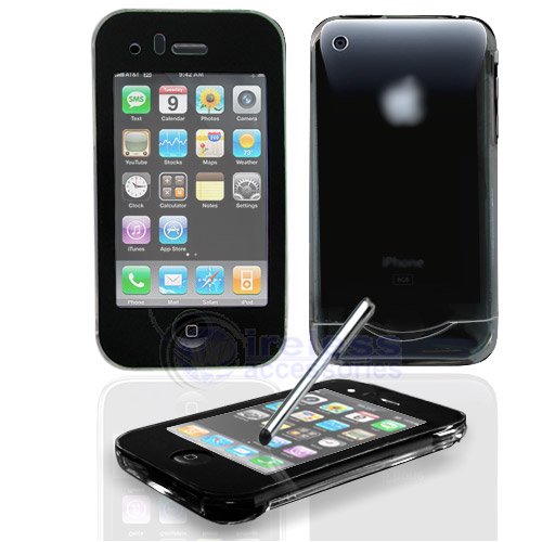 Crystal Clear Smoke Transparent with Lens Snap-On Cover Hard Case Cell Phone Protector for Apple iPhone i-Phone 3G