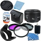 Canon Normal EF 50mm f/1.8 II Autofocus Lens with Kit: Includes 3 Piece Filter Kit (UV,CPL,FLD) Lens Cap, Tulip Lens Hood, Microfiber Cleaning Cloth & Lens Maintenance Kit