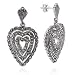 Sterling Silver Large Heart Marcasite Earrings